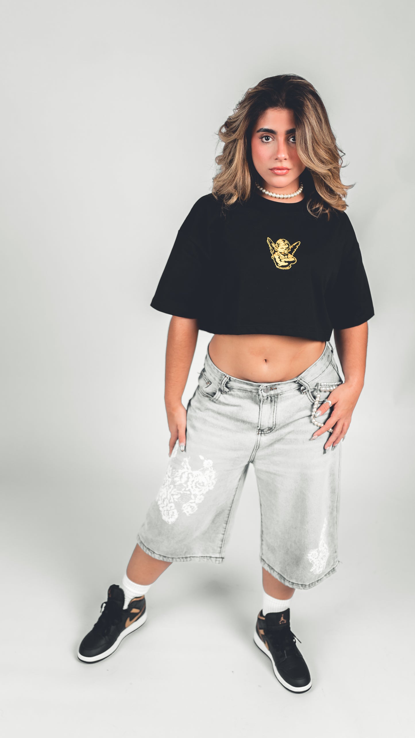 INTRSTLR Clothing Co. - Basic Croptop Tee (Black/Gold)ππ