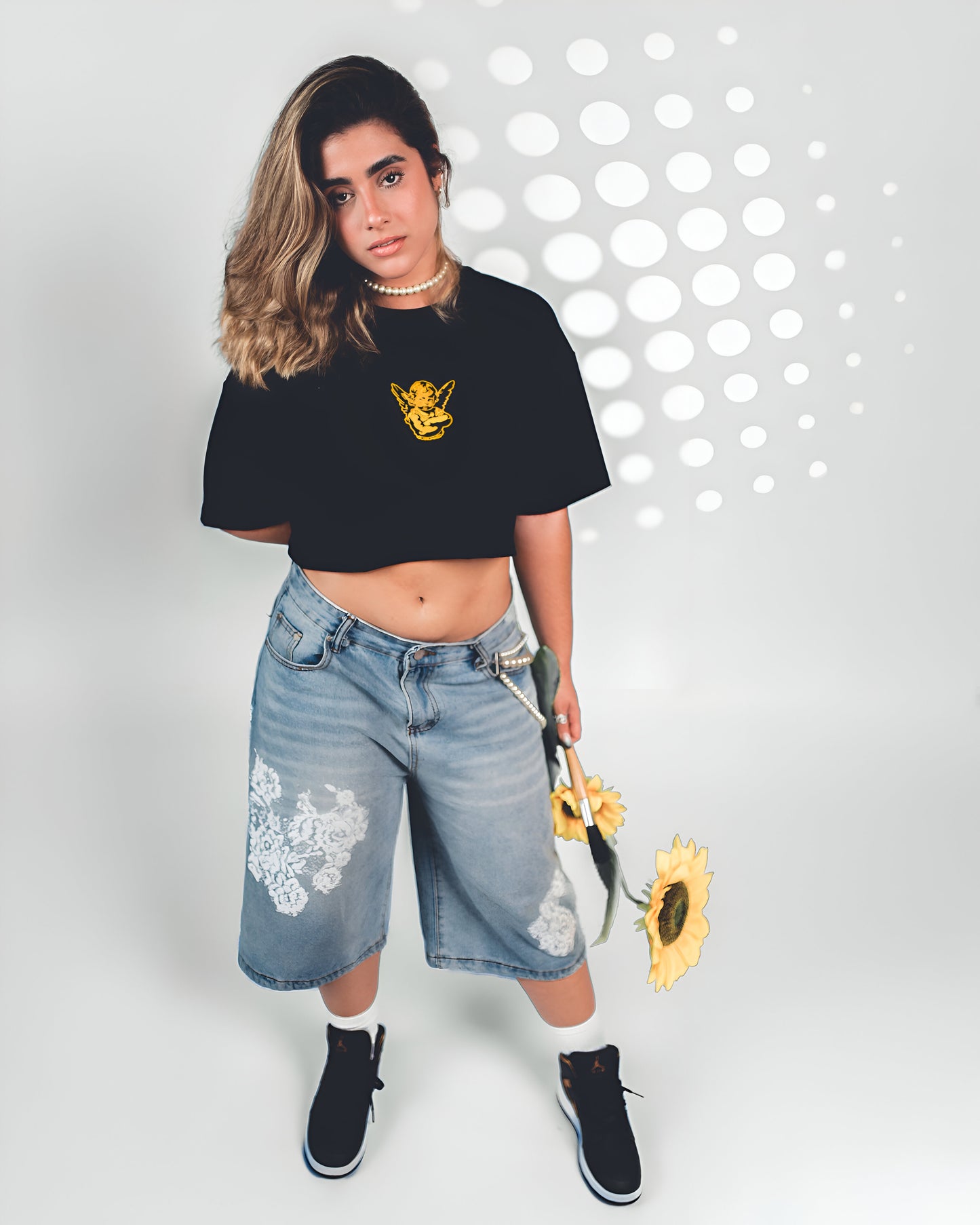 INTRSTLR Clothing Co. - Basic Croptop Tee (Black/Gold)ππ