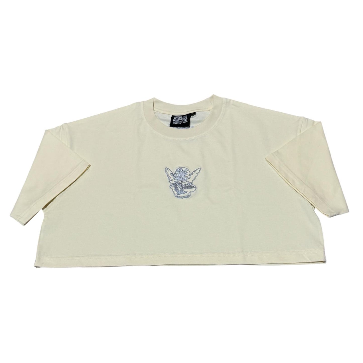 INTRSTLR Clothing Co. - Basic Croptop Tee (Cream/Silver)🪙🩶