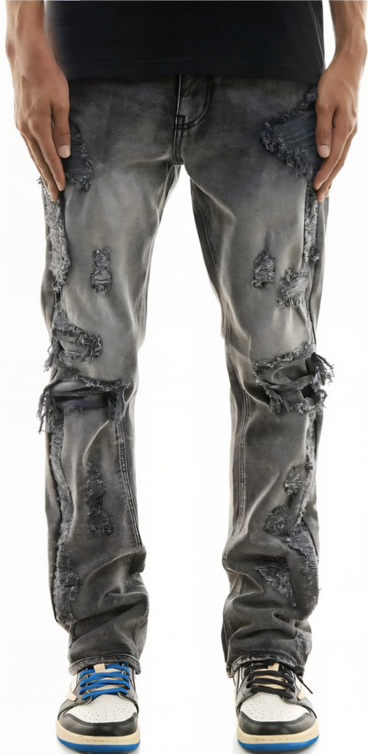 KDNK M GREY MULTI PATCHES SLIM  JEANS