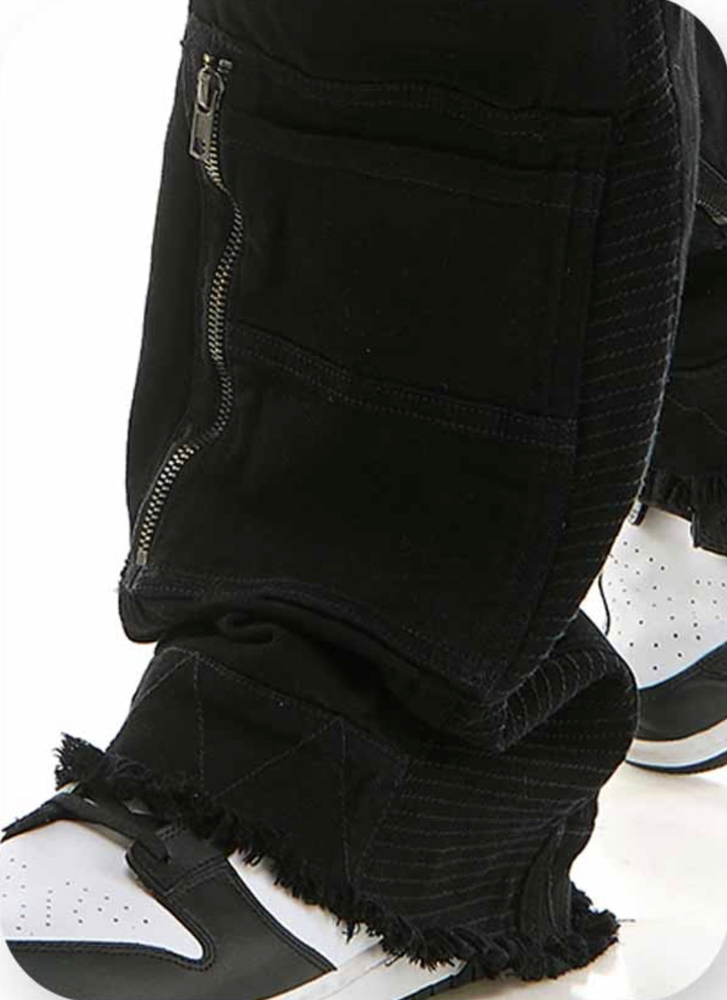 KDNK BLACK CARGO PANTS SKINNY FLARE FIT