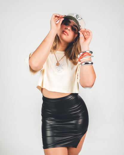 INTRSTLR Clothing Co. - Basic Croptop Tee (Cream/Silver)🪙🩶