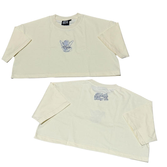 INTRSTLR Clothing Co. - Basic Croptop Tee (Cream/Silver)🪙🩶