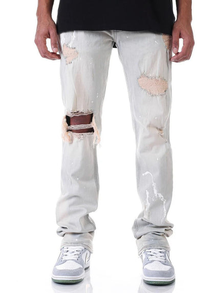 KDNK KDNK RIP & REPAIR STACKED DENIM BLUE