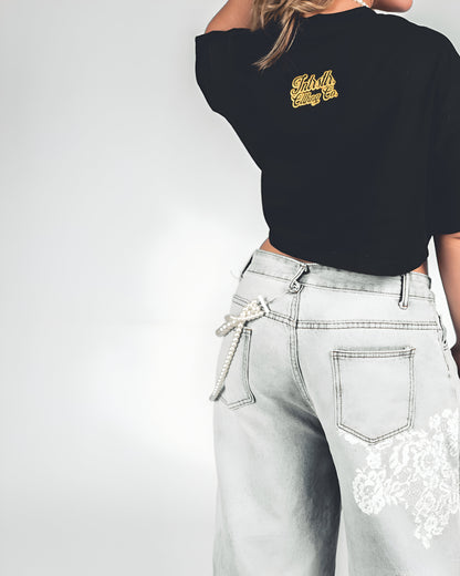 INTRSTLR Clothing Co. - Basic Croptop Tee (Black/Gold)🐝🕋